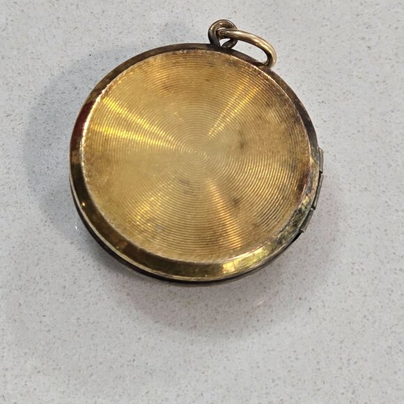 Vintage Gold-Tone Floral Locket Pendant With Mother Of Pearl Accents front - Picture 4 of 7